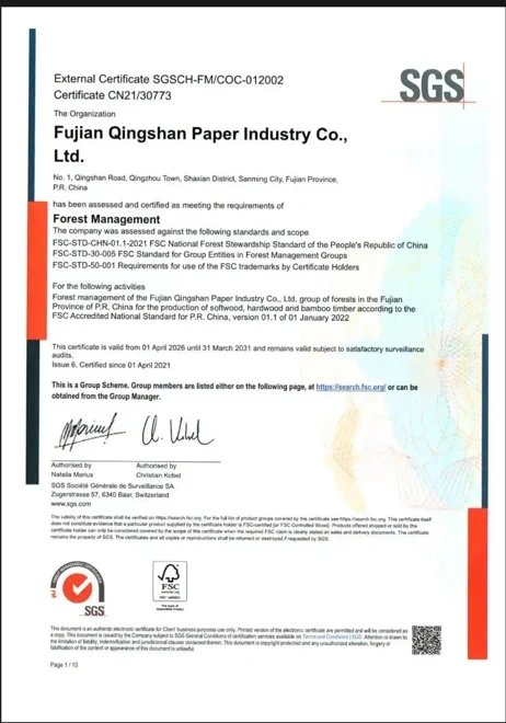 Pengelolaan hutan — Fujian Qingshan Paper Industry Co., Ltd.